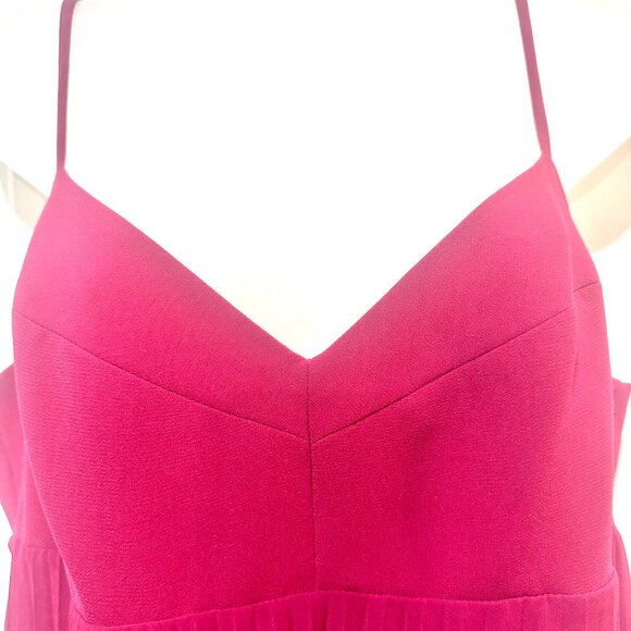H&M Raspberry Spaghetti Strap Pleated Dress, Size 10 - Picture 4 of 16